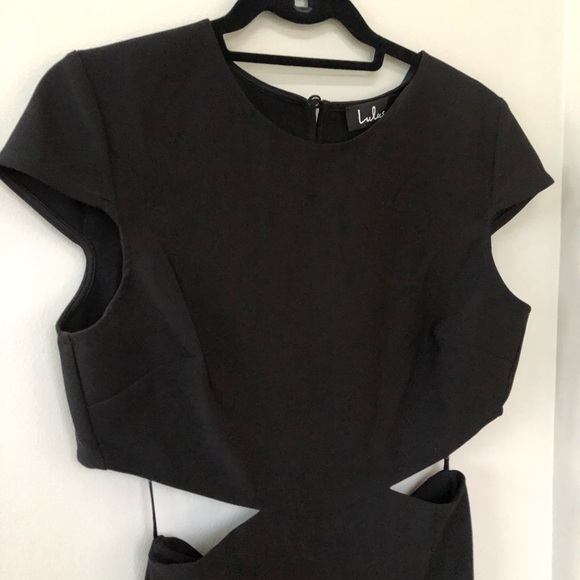 Black Floor Length Dress with Cutouts - Picture 2 of 3